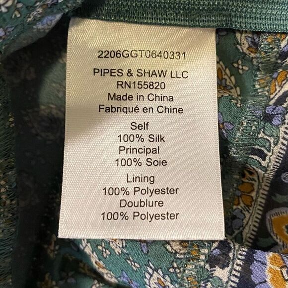 Veronica Beard Randa 100% Silk Green Paisley Ruffle Trim Top NWT Size 10 - Picture 6 of 8